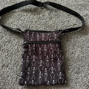 Loungefly Black Skeleton Crossbody Passport Bag